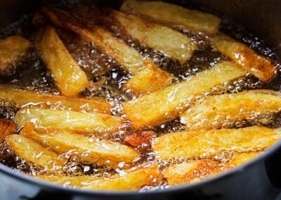 Olio esausto patatine fritte